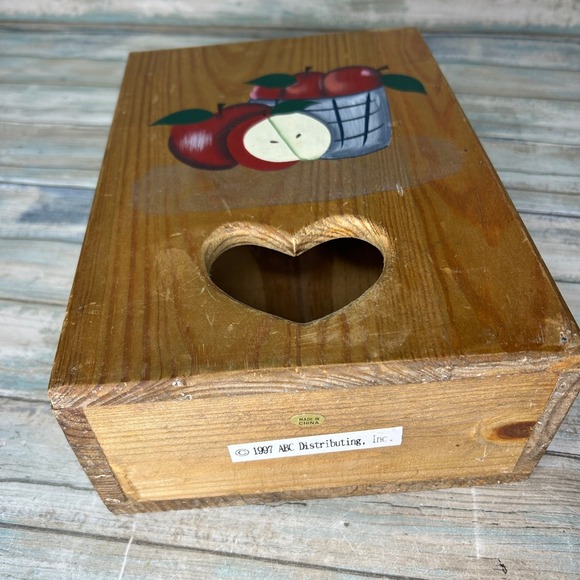 Wooden Heart Apple Box Plastic Bags Wall Decor 1997 ABC Distributing Inc Country - Picture 8 of 11